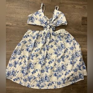 Floral Blue and White Dress